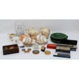 A collection of collectables, to include Parker pens, ladies powder compacts, cigarette cards,