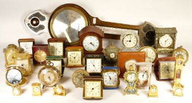 A collection of mid 20th century and later mantel clocks, anniversary clocks and miniature novelty