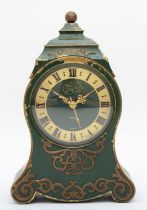 A Jaeger Petite Neuchateloise musical alarm clock, the brass case with applied floral decoration