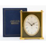 Jaeger, a Recital 8 day alarm and calendar Vert Fonce desk clock, ref no. 129, the oval dial set