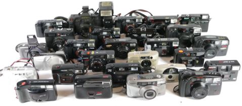 A collection of film cameras, to include a Prinz Mastermatic V, a Canon Sureshot, Olympus Trip AF