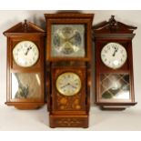 A collection of early 20th century and later mantel clocks and wall clocks, having manual and quartz