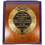 A limited edition brass and black enamel LNER plaque, commemorating the Mallard world speed