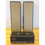 A Carlsbro Sound Equipment guitar amplifier, model CS 60 PA, together with two Carlsbro upright