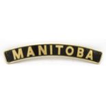 A brass replica L.M.S Jubilee nameplate 'Manitoba', (originally carried by 45558).