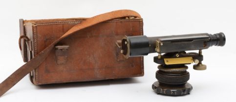 A theodolite by E.R. Watts & Son, London, serial No 17083, 20 x 11 x 9cm, in leather carry case