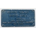 An Aluminium diesel works-plate, 'British Railways Crewe built 1965, power equipment by brush