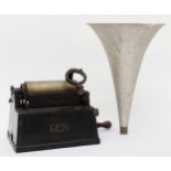 A Edison Gem Phonograph c.1908, serial No 258446, with later horn