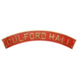 Culford Hall, a brass and enamel steam locomotive name plate, (B.R. Number 61615), 122cm. Built in