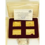 Passenger Railway, 150th anniversary set of silver gilt railway stamp replicas, with COA and