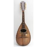 An early 20th century cased mandolin, maker F.DE. Mureda of Napoli Italy, having inlaid beading