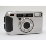 A Pentax Espio 120Mi 35mm film camera, with soft carry case, working