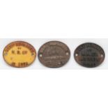 Three GEN repair cast-iron plates to include L.M.S Bromsgrove (1943), W.R. ltd LMS 169767 (1961),