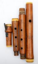 Willis & Goodlad, an early 19th century boxwood and ivory four section eight key or "Irish" flute,