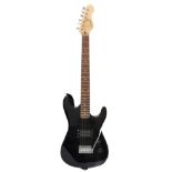 A Encore guitar, Stratocaster style body, single pickup, black colourway, gloss finish, 19 inch neck