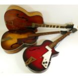 A Hofner acoustic guitar, together with a Rolif acoustic guitar and a Egmond sem-acoustic guitar (