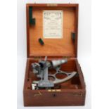 A Kelvin Hughes micrometer sextant, dated to the inside 1970, with shades and mirrors in fitted