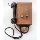 A signal box wall telephone, complete with original internal wiring.