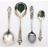 A Scandinavian set of silver spoons, Mylius Norway 830S, with scrolled terminals, 137gm.