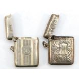 A George V silver vesta, Birmingham 1916, together with another vesta with chased decoration, 38gm.