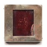 An Edwardian silver and leather stamp holder, Birmingham 1901, 4.5 x 3.5 x 4.5cm.