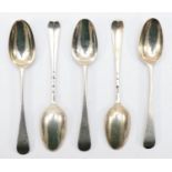 A George III silver set of five tea spoons spoons, bottom marked, 76gm.