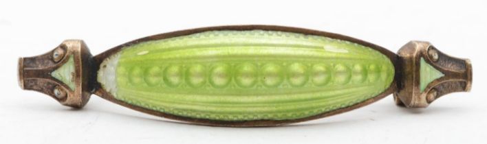 Marius Hammer, a Norwegian silver enameled bar brooch stamped 930s, 5cm, 8gm.