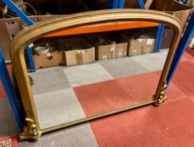 An Edwardian gilt framed over mantel plate glass mirror, 126 x 84cm.