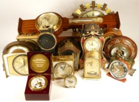 A collection of mid 20th century and later clocks, to include mantel clocks, carriage clocks, desk