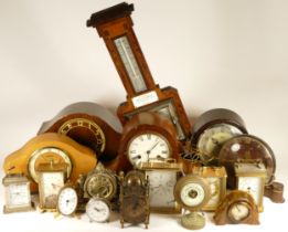 A collection of mid 20th century and later clocks, to include mantel clocks, carriage clocks, desk