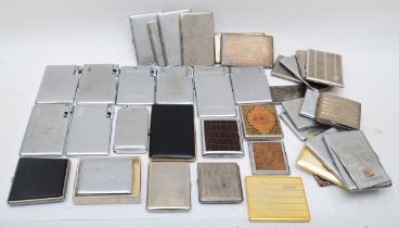 A collection of mid 20th century and later cigarette cases, some combination lighter/cases.