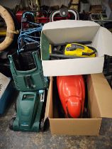 A McGregor electric lawn mower, a Flymo Easyglide 300 lawn mower and an Electrolux Enviro Steamer