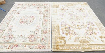 Two modern floral cream ground carpets, 290 x 197xm, ex stock.