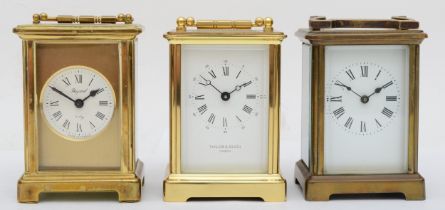 Three 8 day brass cased carriage clocks.