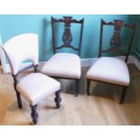 A pair of Edwardian inlaid mahogany bedroom chairs, together with a Victorian children's chair,
