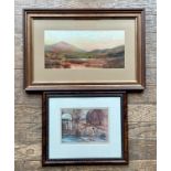 A Darbyshire landscape by Ben Walmsley, 16 x 33cm, together with a framed print.