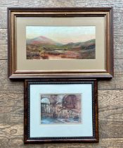 A Darbyshire landscape by Ben Walmsley, 16 x 33cm, together with a framed print.