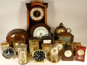 A collection of mid 20th century and later clocks, to include mantel clocks, carriage clocks, desk