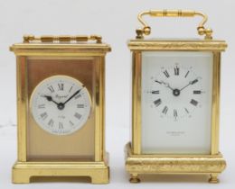 A Taylor & Bligh brass cased 8 day carriage clock, 12cm, together with a french carriage clock.