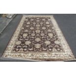 An Antigua art silk brown and cream ground floral carpet, 280 x 420cm, ex stock.