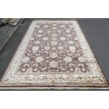 An Antigua art silk brown and cream ground floral carpet, 280 x 420cm, ex stock.