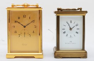 A Imhof brass cased 8 day carriage clock, 12.5cm, together with another 8 day clock.