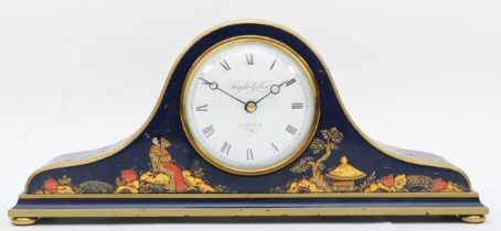 An oriental 8 day lacquered mantel clock, 35 x 7 x 12.5cm.