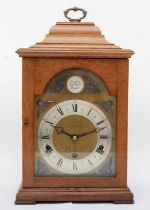 A mahogany cased eight day West Minster chiming clock, 39 x 22 x 15cm.