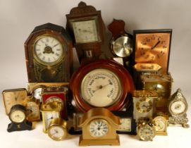 A collection of mid 20th century and later clocks, to include mantel clocks, carriage clocks, desk