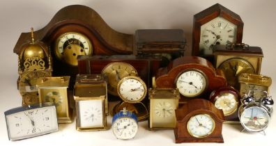 A collection of mid 20th century and later clocks, to include mantel clocks, carriage clocks, desk