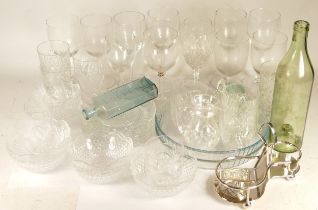 A large collection of glassware to include, vases, fruit bowls and drinking glasses. (6)