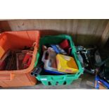 A shelf of tools, many unused.