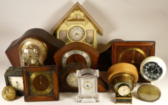 A collection of mid 20th century and later clocks, to include mantel clocks, carriage clocks, desk