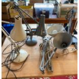 Two mid 20th century desktop anglepoise lights, together with two table top anglepoise lights and